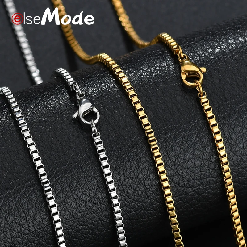 Ожерелье ELSEMODE для мужчин и женщин квадратная цепь из нержавеющей стали золотого