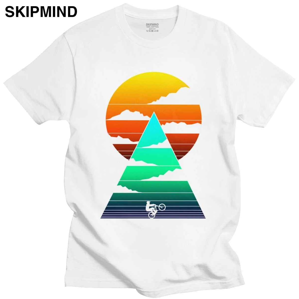 

Футболка мужская с круглым вырезом, Модная хлопковая рубашка с короткими рукавами, в стиле ретро, для горного велосипеда, отдыха, заката, под...