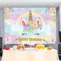 unicorn birthday backdrop for photography gold polka dots baby shower newborn birthday party photo background photo studio