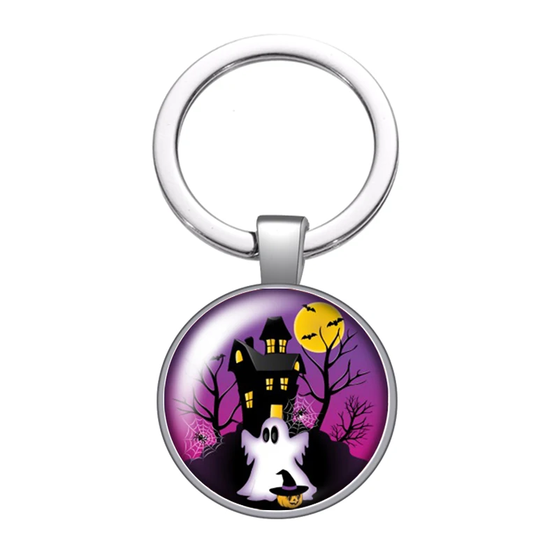 Хэллоуин призрак тыква летучая мышь стекло кабошон брелок сумка автомобильный