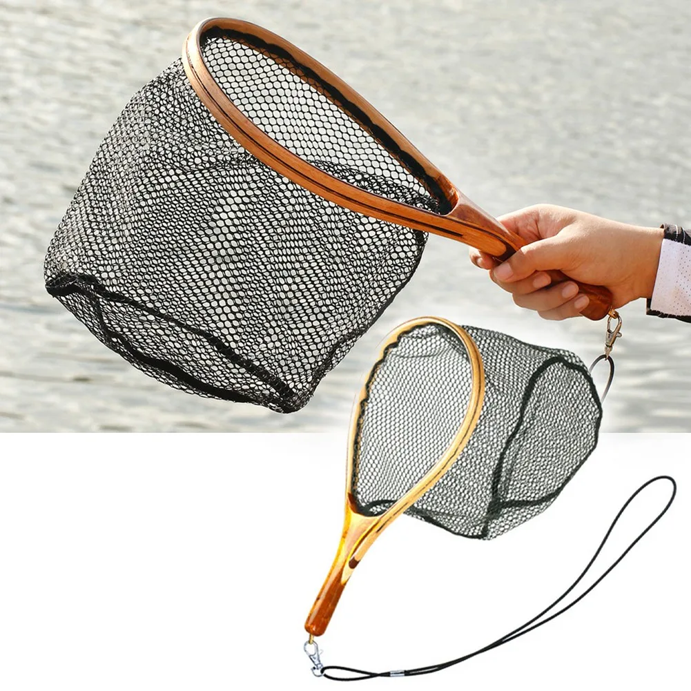 

Portable Fly Fishing Net Landing Catch And Release Net Wooden Frame For Trout High Quality Fishing Tackle Tools Accessories