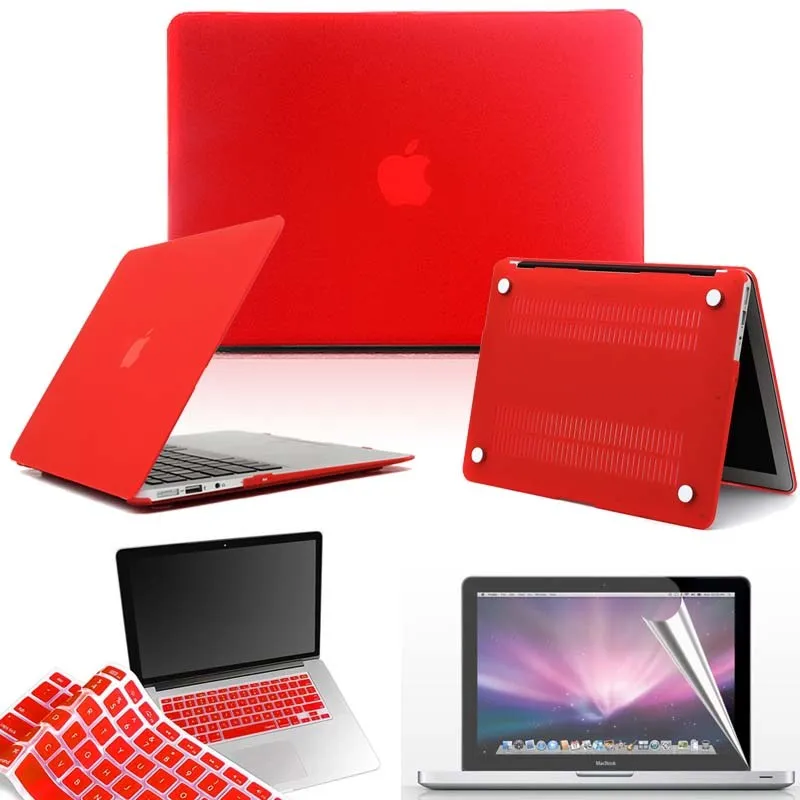 Red KK& LL Матовый Жесткий чехол для ноутбука, защитный чехол+ клавиатура+ экран для Apple MacBook Air Pro retina 11 12 13 15 - Цвет: Red
