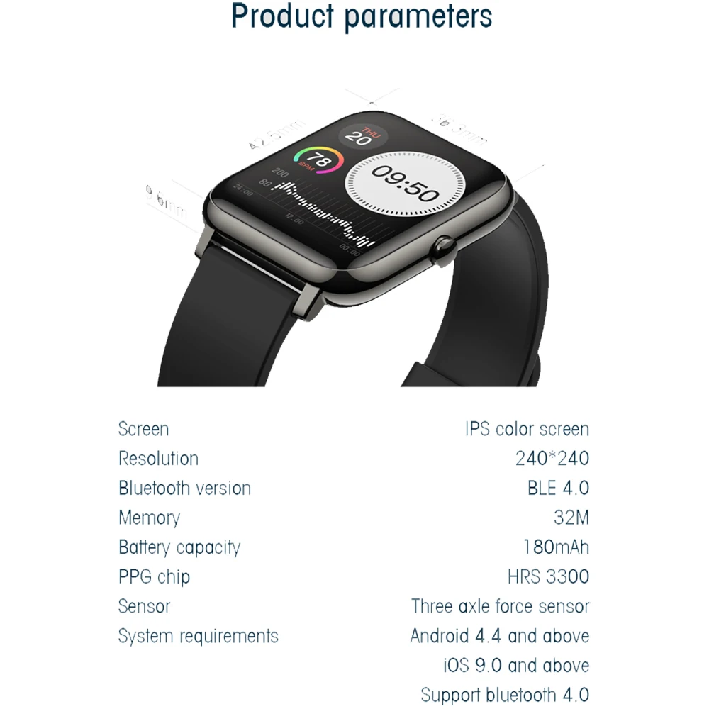 

P22 Smart Watch Waterproof Fitness Tracker Sport Band Heart Rate Call/Message Reminder Bluetooth R16 Smartwatch For Android iOS