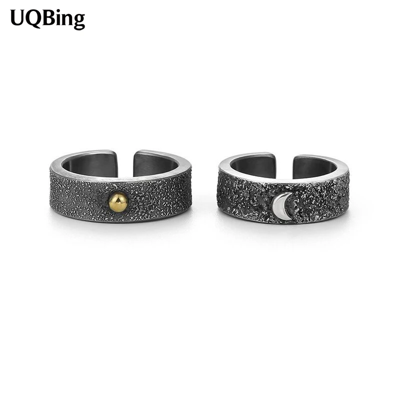 

Vintage Thai Silver Sun Moon Couple Adjustable Size Rings For Men Women Couple Engagement Jewelry Gift