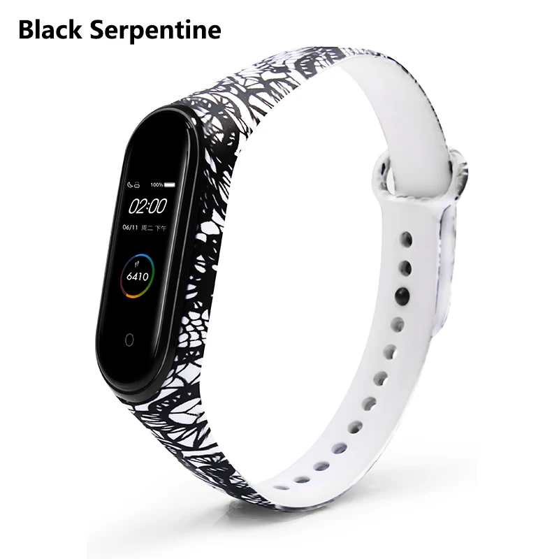BOORUI для xiaomi mi band 4 ремешок mi band 4 умные аксессуары mi Band 4 ремешок для xiaomi mi band 4 умные браслеты - Цвет: Black Serpentine