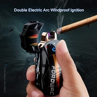 touch induction windproof dual electric arc with led lighting lighter portable usb charging cool sports car styling mens gifts