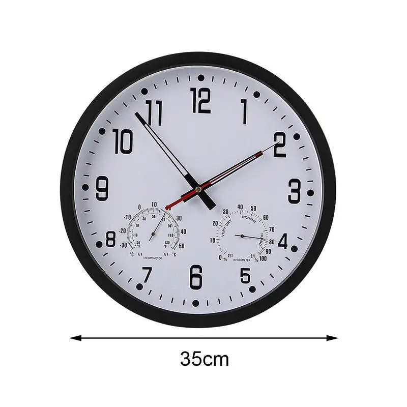 

14 inch simple and stylish mute wall clock, creative clock home clock, humidity wall temperature decoration and F9V1