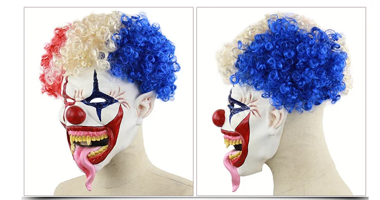 

Environmental Latex Mask chic afro horror clown mask Halloween performance prop Masquerade Party Cosplay mask Carnival a0389