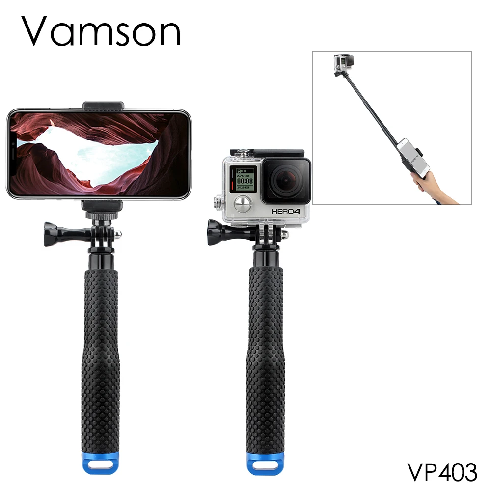 

Vamson for GoPro Hero 8 7 6 5 4 3 Aluminum Retractable Rod Selfie Stick Monopod Tripod Bracket for SJCM for Xiao Mi's Yi VP403