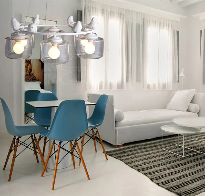 

Nordic Creative Single Bird Pendant Lights Iron Glass Duck Hanging Lamp Restaurant Dining Living Room Room Decor Furniture