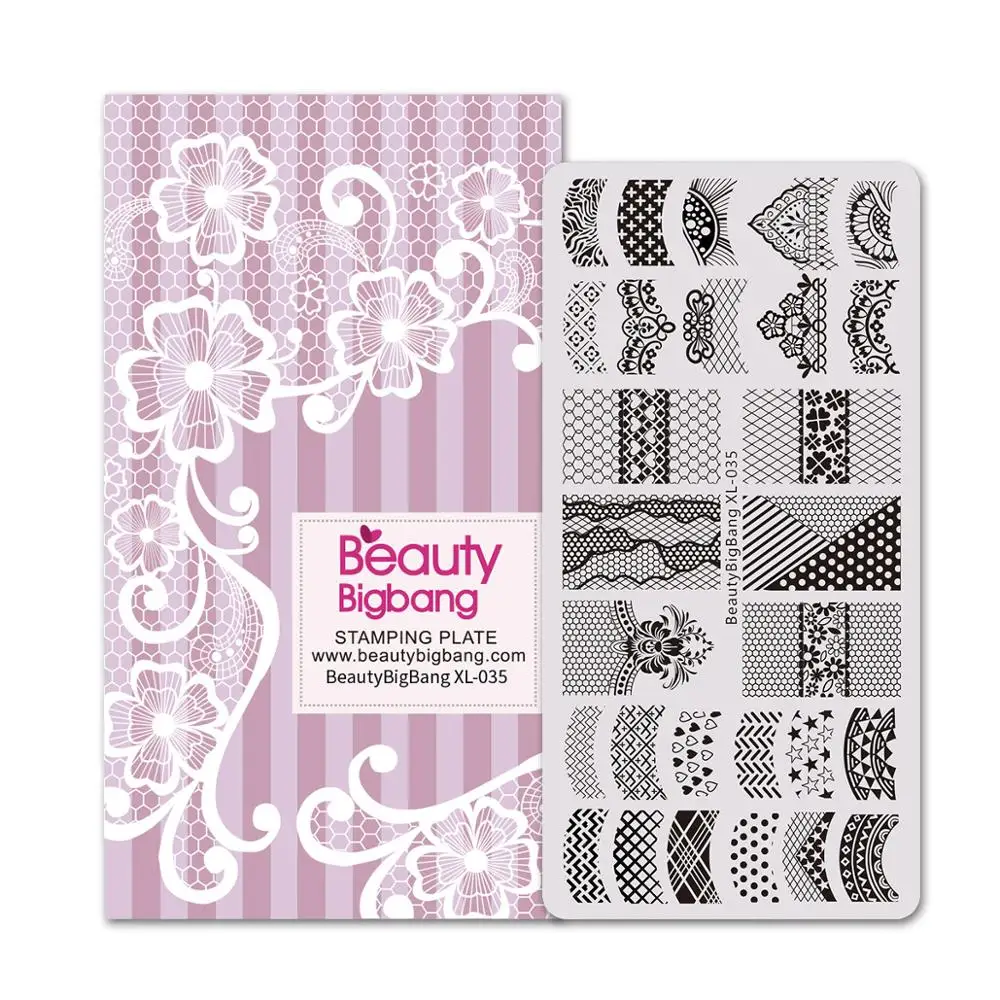 BeautyBigBang пластины для стемпинга 5 шт./компл. цветочную тему ногтей трафарет для нейл-арта, шаблон в виде геометрических фигур дерево ногтевой пластины для стемпинга