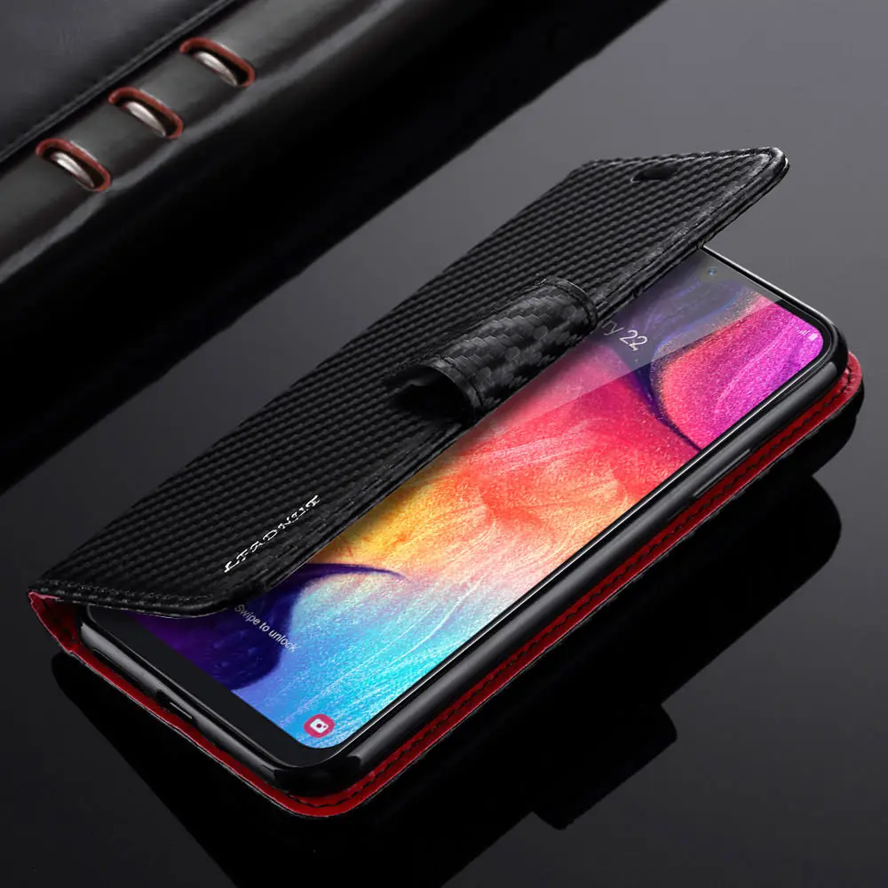 Винтажный чехол книжка из углеродного волокна для Samsung Galaxy A7 2018 A8 A6 A3 J6 J5 J3 2017 J4 Plus