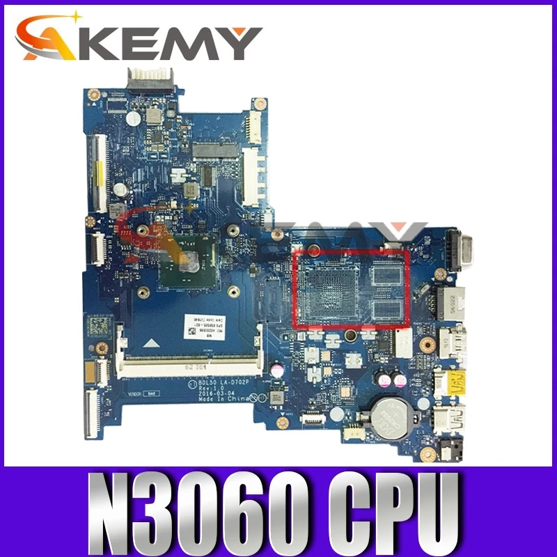 

(Новинка) для HP 15-AY 250 G5 Материнская плата ноутбука BDL50 LA-D702P 854944-601 854944-001 аккумулятор большой емкости с N3060 Процессор 1,6 ГГц 100% полностью протес...