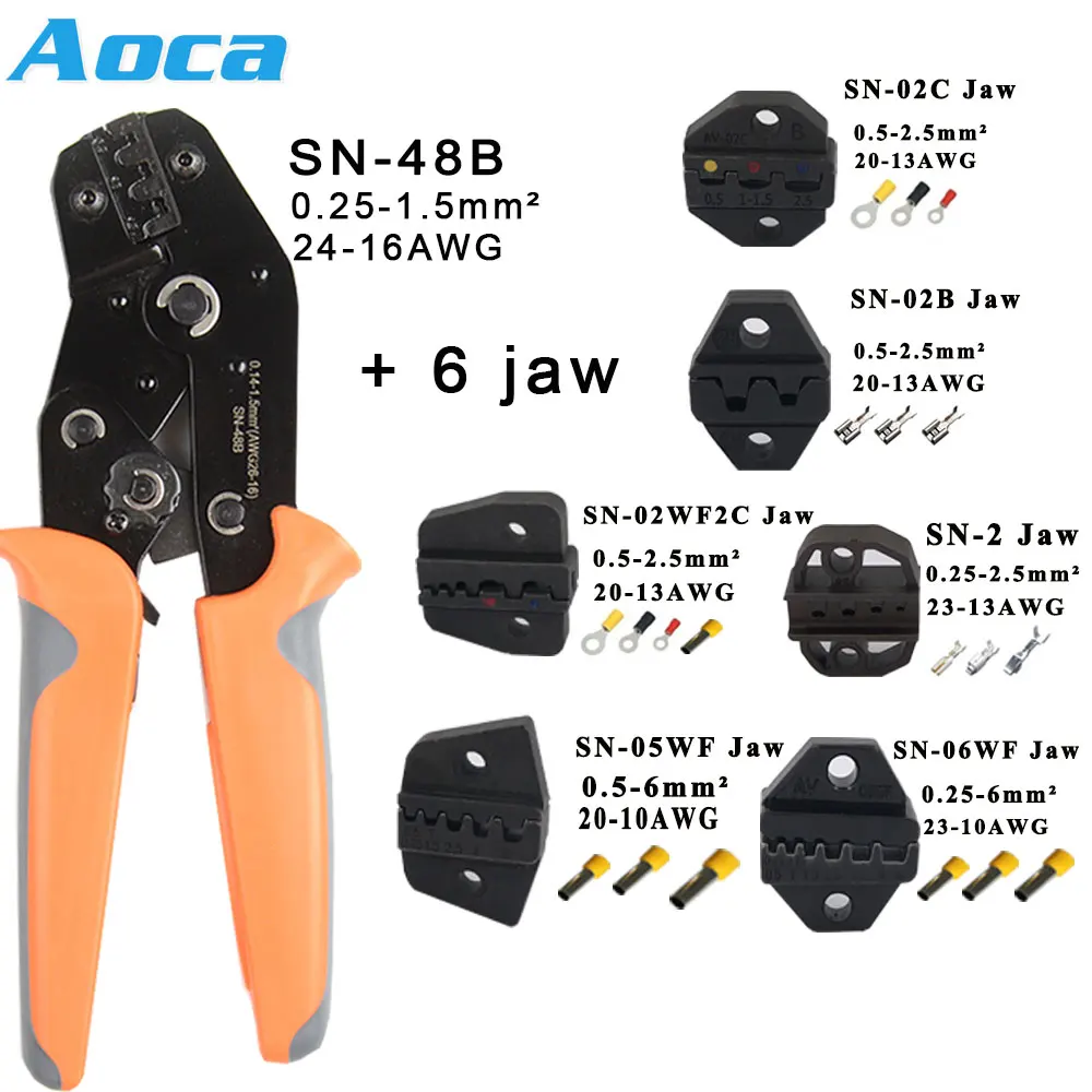 

Crimping Pliers SN-48B+SN-28B=SN-58B Jaw Kit for 2.8 4.8 6.3 VH3.96/Tube/Insulation Terminals Electrical Clamp Min Tools Pliers