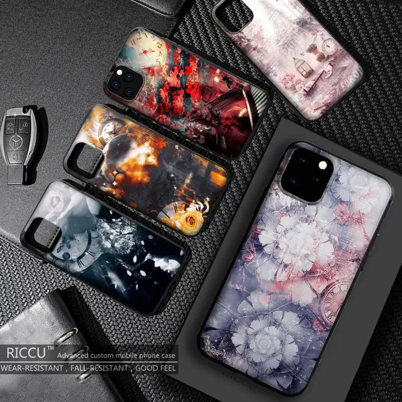 

Fashion clock-artistic flowers Phone Case For iphone 11 12 Mini Pro Max X XS MAX 6 6s 7 8 Plus XR SE2020 accessories Cover