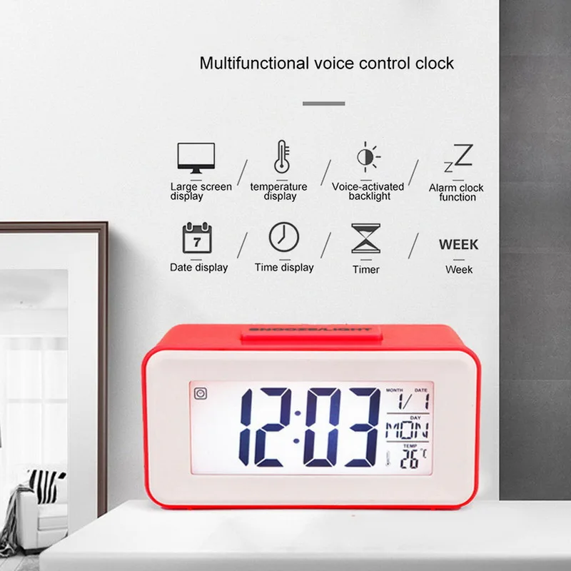 Цифровые часы управление звуком Подсветка Повтор для детский будильник простой