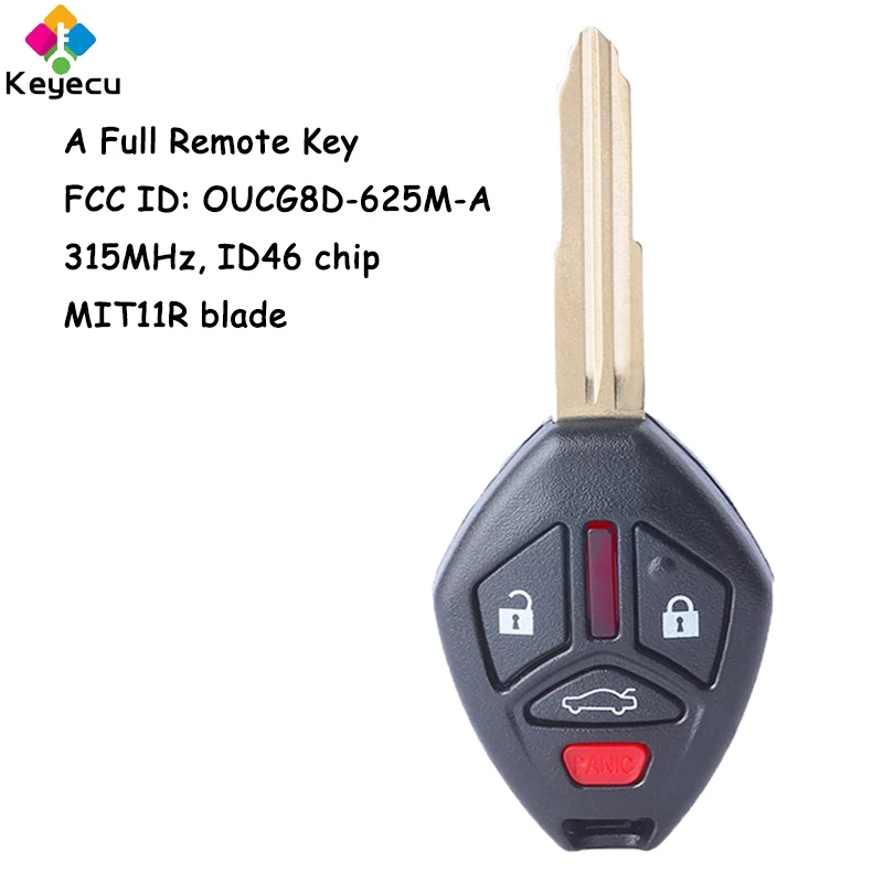 Дистанционный ключ от машины KEYECU с 4 кнопками чип ID46 315 МГц лезвие MIT11R для Mitsubishi