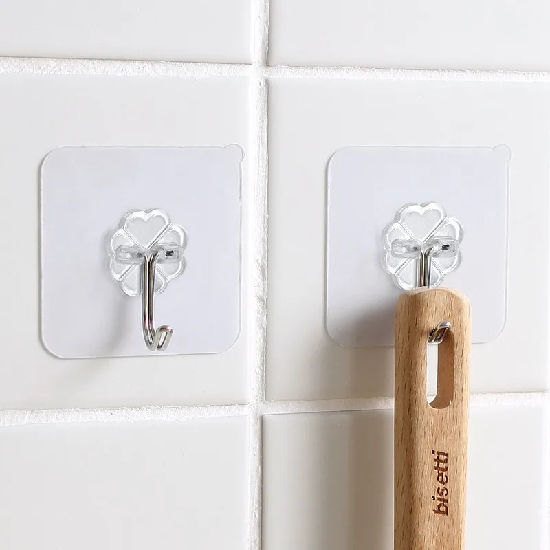 

10PCS Stainless Steel Hook Strong Transparent Hook Suction Wall Hanger Hook Waterproof Adhesive Hook Bathroom Kitchen Accessorie
