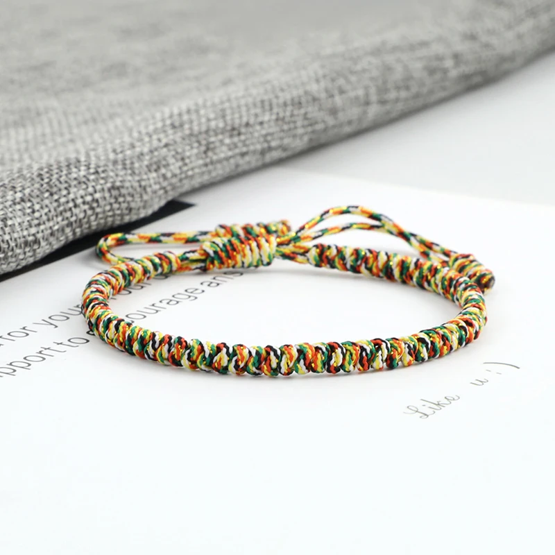 Новый Плетеный цветной веревочный браслет ручной работы Регулируемые радужные
