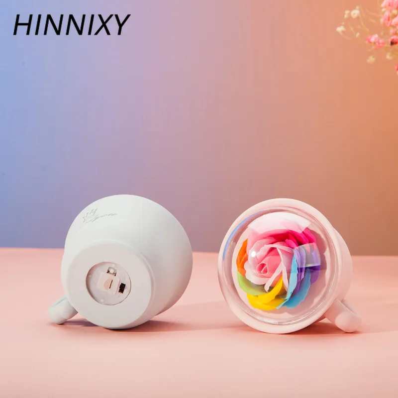 Hinnixy креативный цветок из смолы ночник розовый серый красочный настольный
