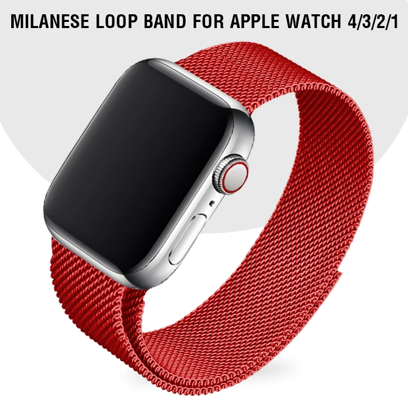 Красный ремешок для часов 40 44 мм для Iwatch Series 4 5 Миланская петля магнитный металлический браслет 38 ремешок для Apple Watch 3
