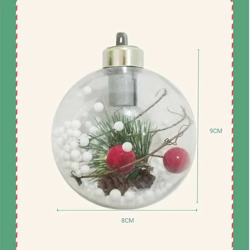 3 шт прозрачный Рождественский шар со светодиодной лампой Рождественская елка