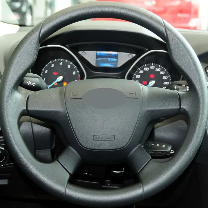 Чехол рулевого колеса автомобиля для Ford KUGA Escape 2013 2016 Focus 3 2011 2014 C MAX 2018 Transit черная