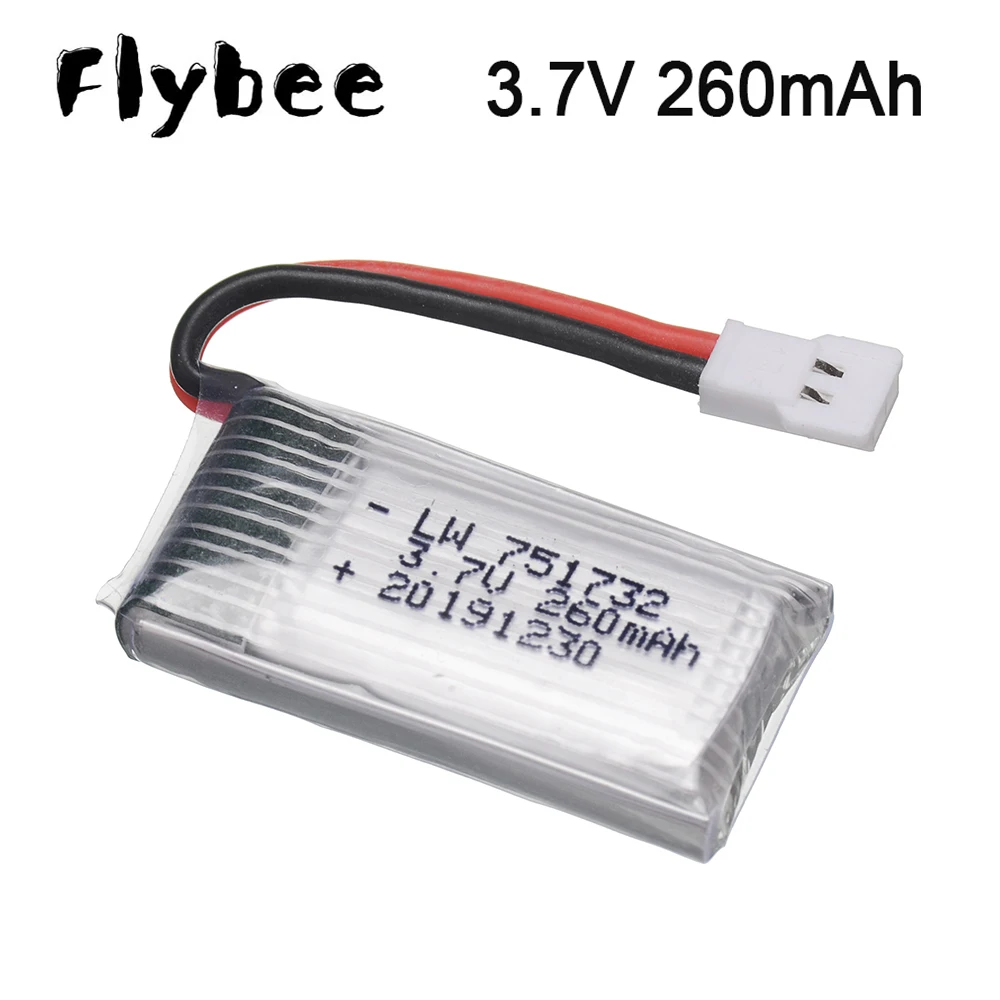 Литий-полимерный аккумулятор 5 шт./лот 3 7 в 260 мАч для радиоуправляемого дрона H8 Mini