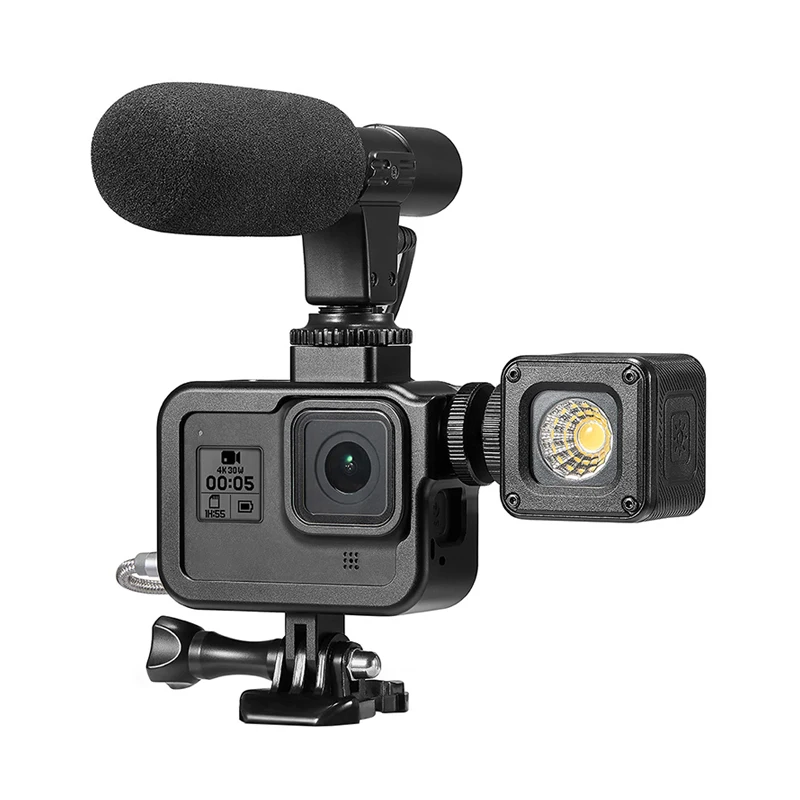 Защитный чехол Vlogging Cage для GoPro Hero 8 с черным креплением для микрофона Vlog Cage корпус Корпус рамка чехол для холодного башмака