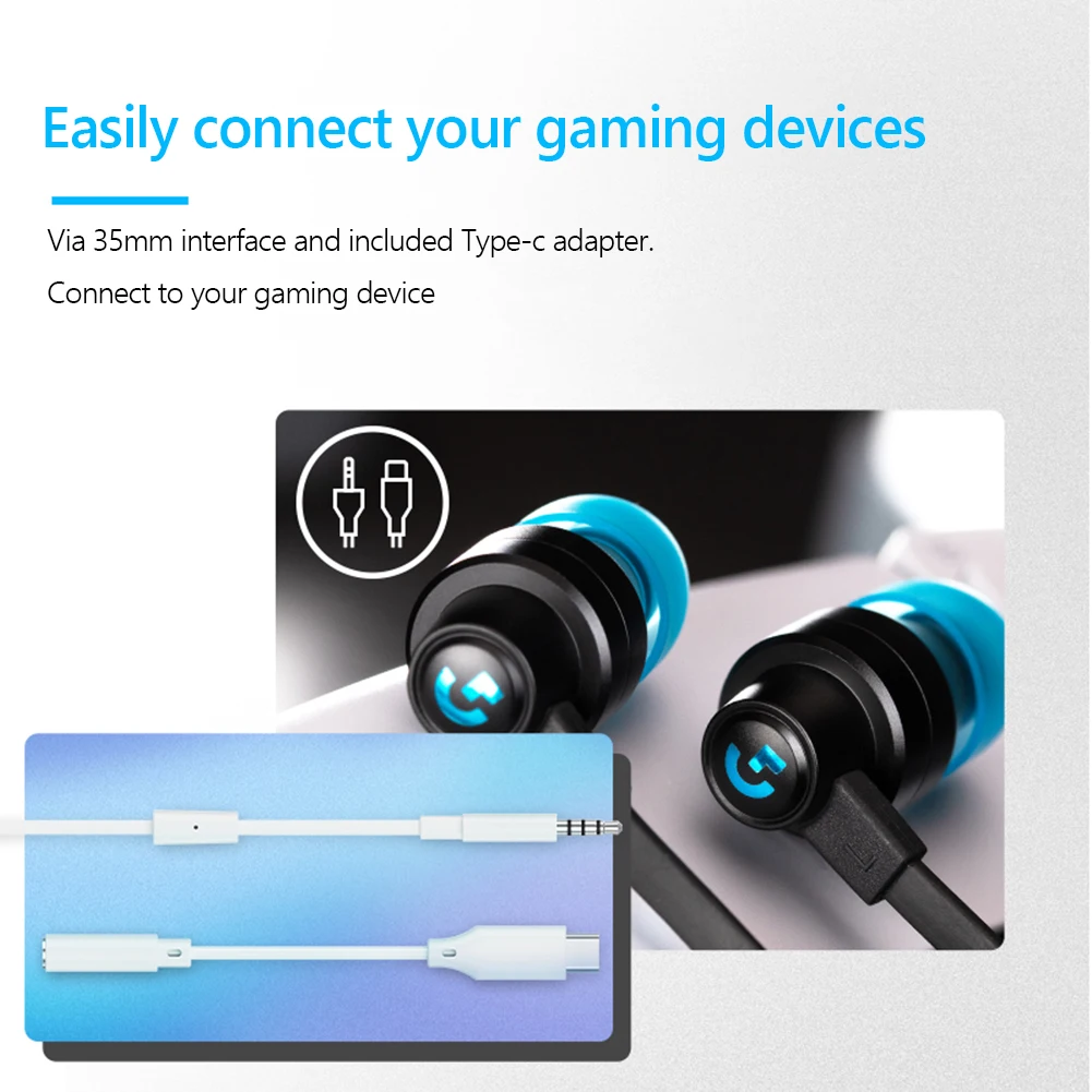 

Logitech G333 3.5mm In-Ear Gaming Headphones with Microphone USB for Laptop PC Gaming Earphone Headset