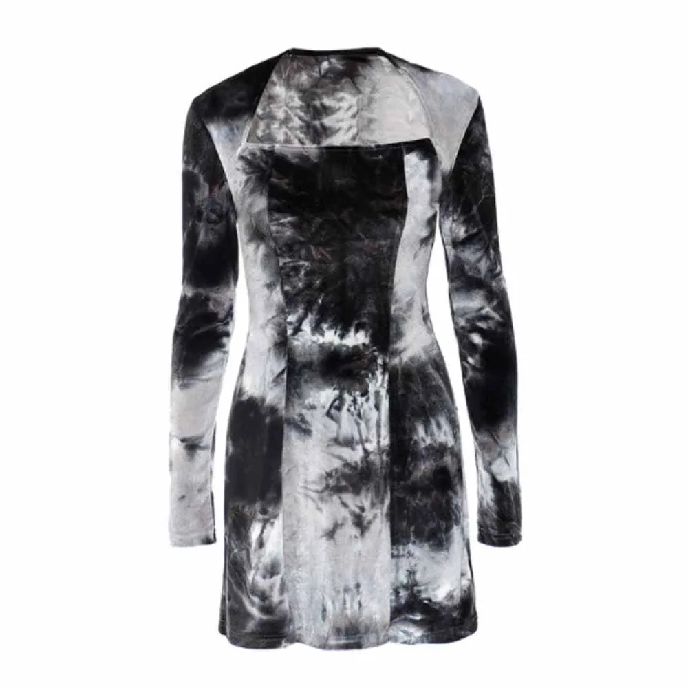 

Cultiseed Women Sexy Low Collar Strapless Black White Graffiti Print Stretch Skinny Basic Mini Dress Female Ladies Slim Hip Gown