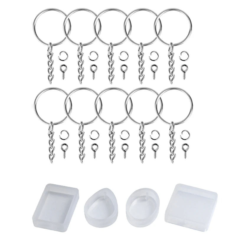 

15 упаковок, силиконовые подвески из смолы, формы для украшений с отверстием для подвешивания и 100 шт. брелоков, колец, ювелирных изделий с цеп...