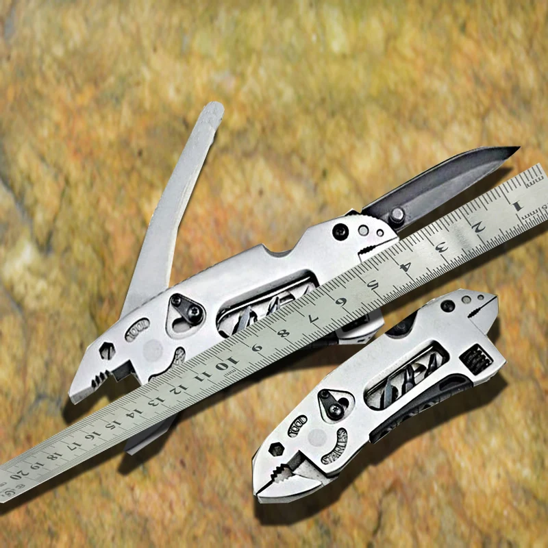 

multi fucntional adjustable Flat Nose plier folding knifes panner jaw screwdriver wrench tool travel camp hike hunt survive kit