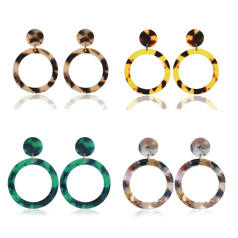 4 пар/уп. большой Леопардовый Черепаховый Акриловый комплект CC сережек женские
