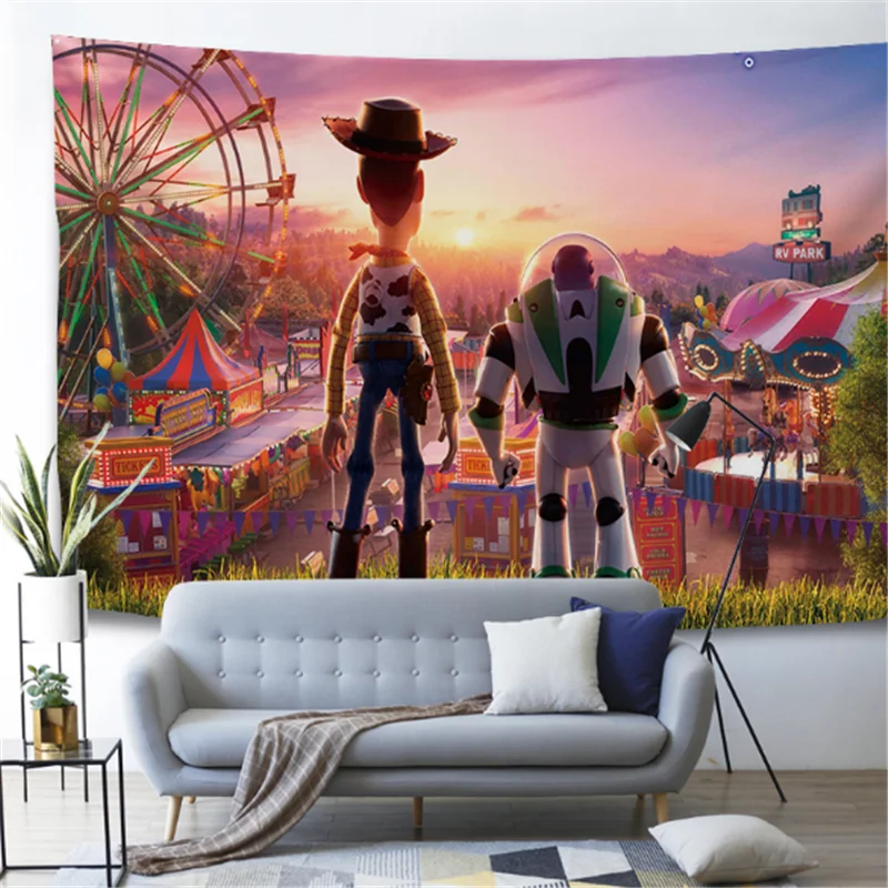 Toys Story 4 Tapestry for Children Bedroom Disney Cartoon Hippie Home Party Livingroom Mandala Wall Hanging Blanket | Дом и сад