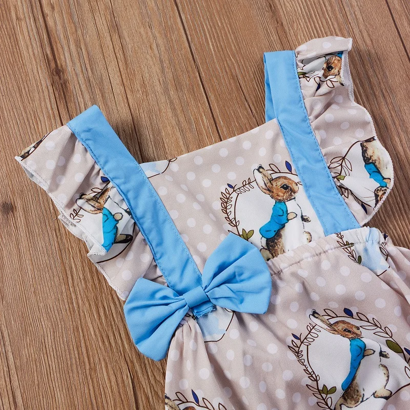 

Eater Day 0-18M Newborn Baby Girl Boys Rompers Ruffles Short Sleeve Backless Rabbit Print Bow Jumpsuit One Pieces Summer Clothes