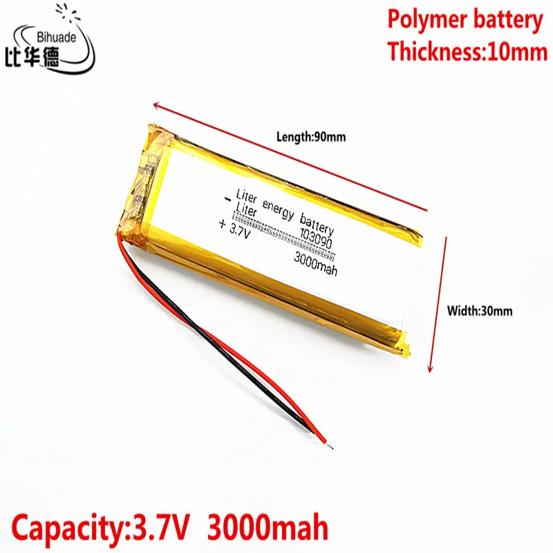 

Литровая энергетическая батарея хорошего качества, 3,7 в, 3000 мАч, 103090, полимерная литий-ионная/литий-ионная батарея для планшетного ПК, GPS,mp3,mp4