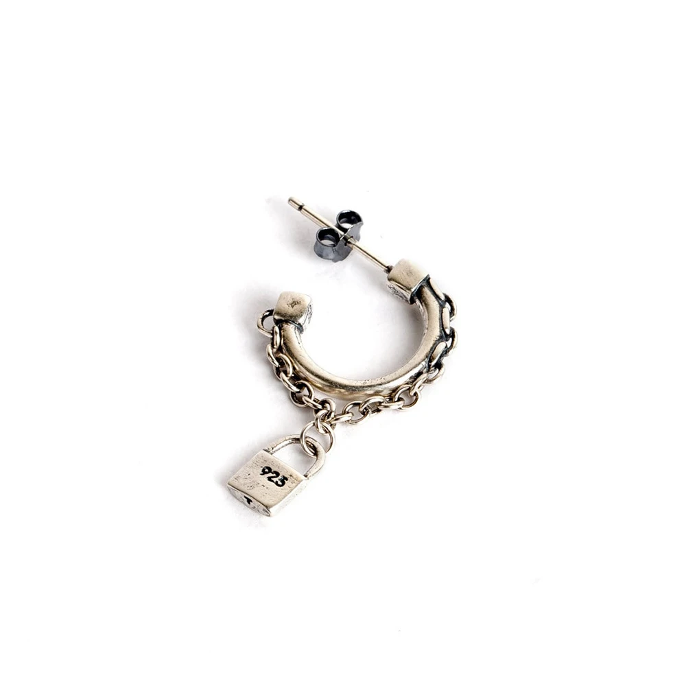 Мужские и женские байкерские сережки с цепочкой серебристые сережки-гвоздики