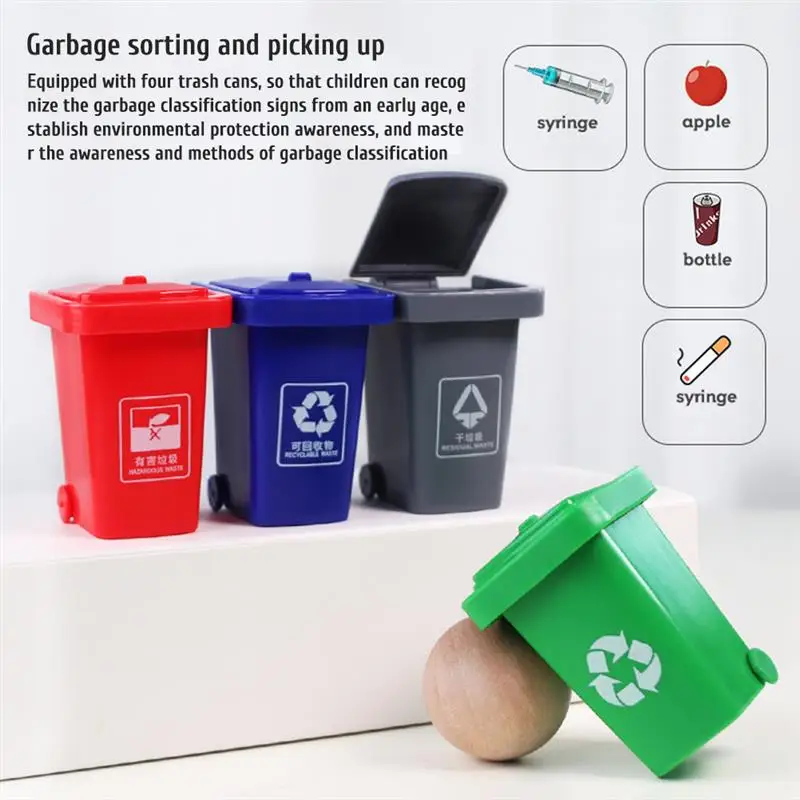 Мусоровоз с 4 корзинами для сортировки мусора детей грузовик санитарии детский