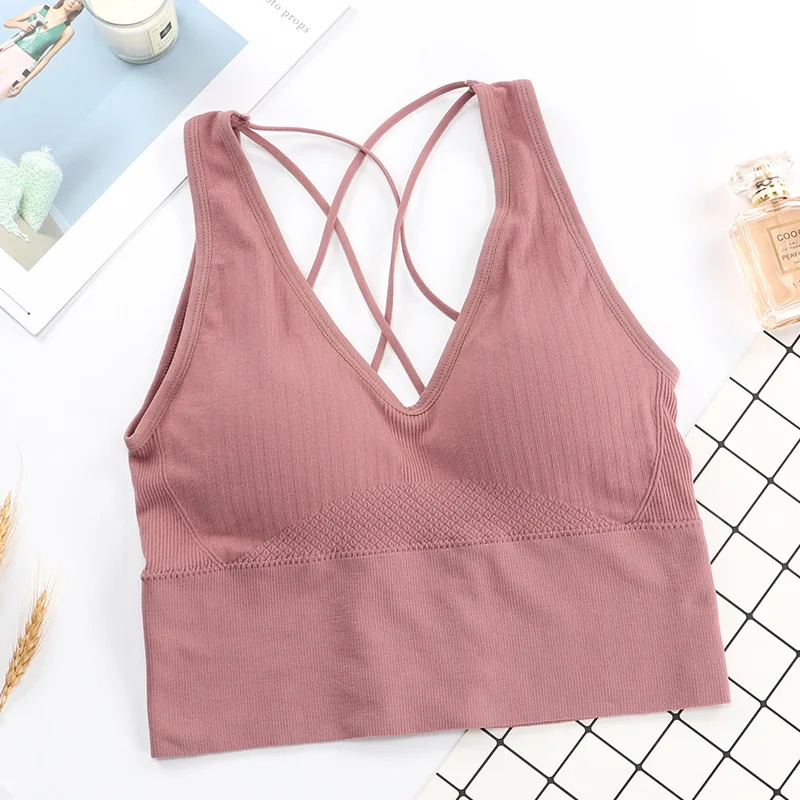 Спортивный бюстгальтер для женщин топ занятий спортом йогой мягкими чашечками