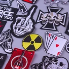 Черно-белая нашивка с надписью для одежды, вышитые нашивки в стиле панк, наклейки для одежды, Значки для футболок, хиппи, нашивка с черепом