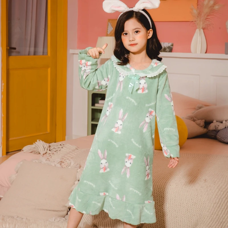 Детская фланелевая ночная рубашка Милая Ночная сорочка принцессы для девочек на