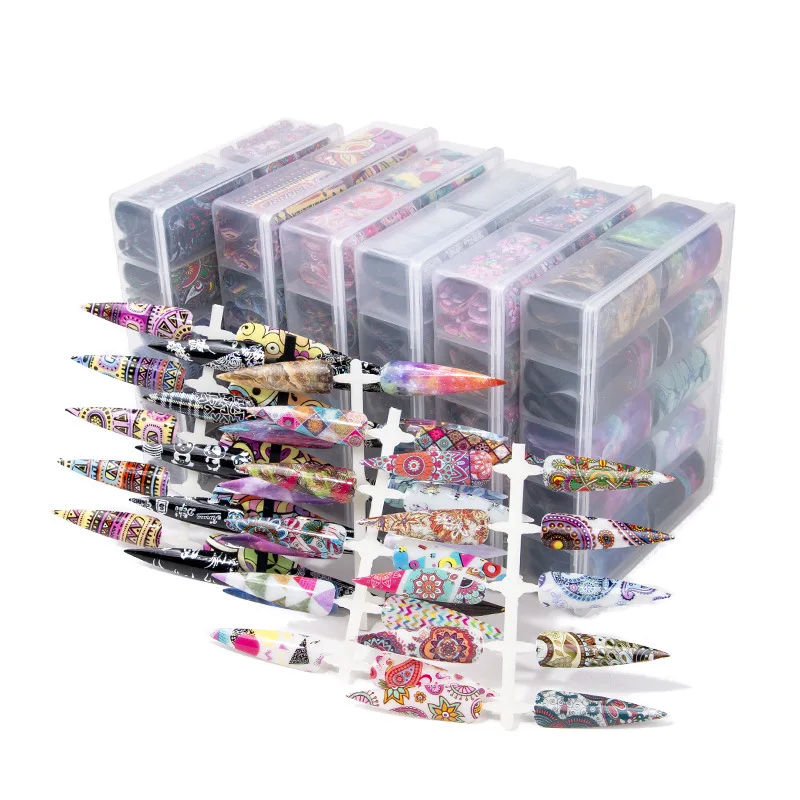 

10Rolls Holographic/Floral Starry Nail Foil Set Transparent Nail Art Transfer Sticker Manicure Nail Decals Foil Sticker Paper &*