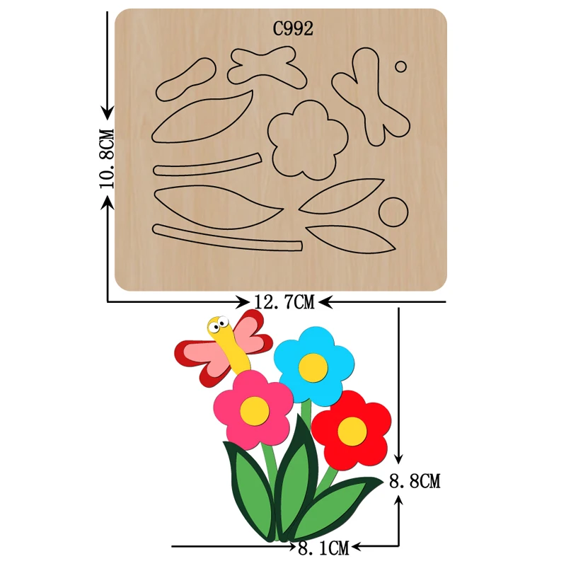 

New Flower Wooden die Scrapbooking C-992 Cutting Dies Multiple sizes