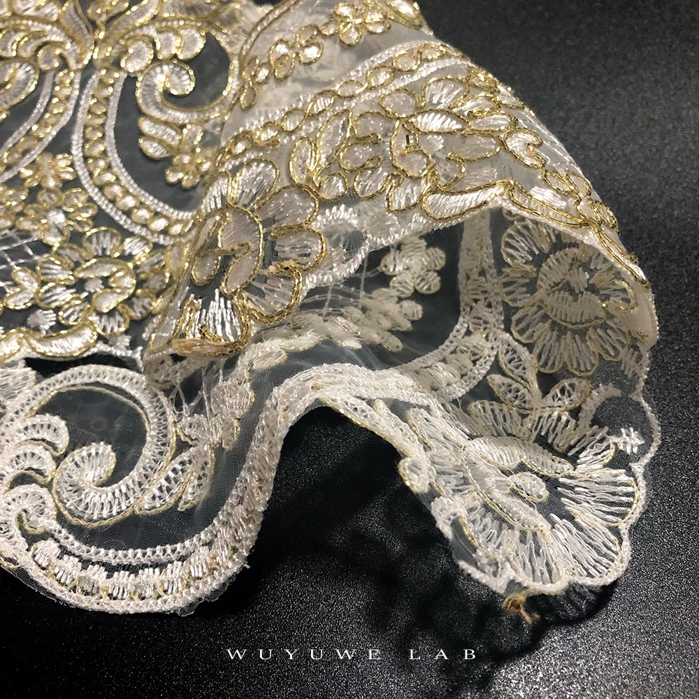 Изысканная ткань с золотыми веревками 1 ярд венецианская сетка цветами