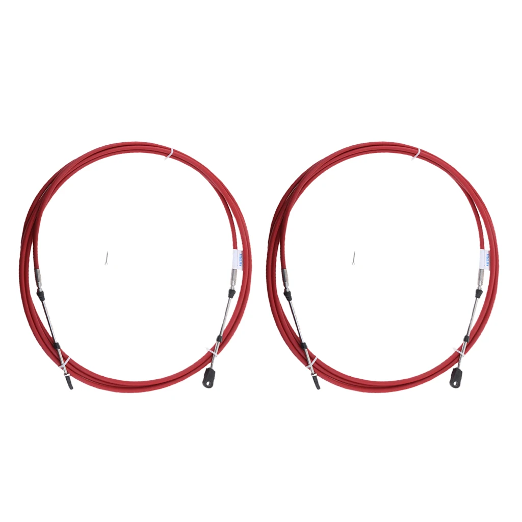 

2Pcs Universal Shift Throttle Cable for Yamaha Outboard Boat Control Lever - 20Ft