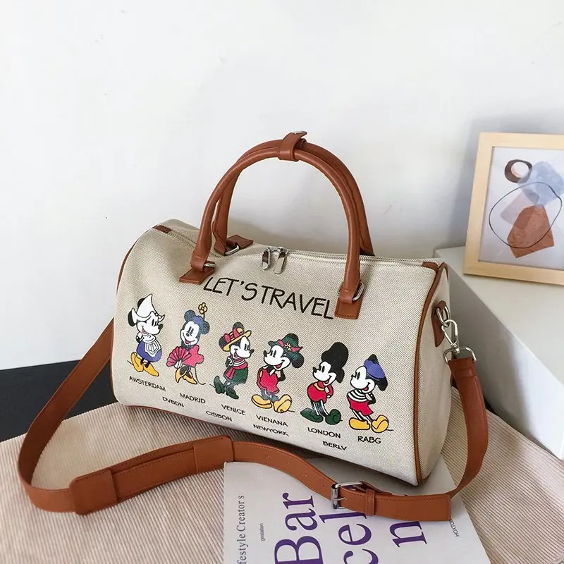 Disney Mickey Mouse New Girl Children Single Shoulder Inclined Bag Cute Messenger Handbag Kids Cartoon Mickey Handbag Brown