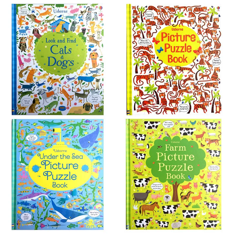 4 BOOKS /SET   Usborne Picket Puzzle Book   Original English Reading Children's Books