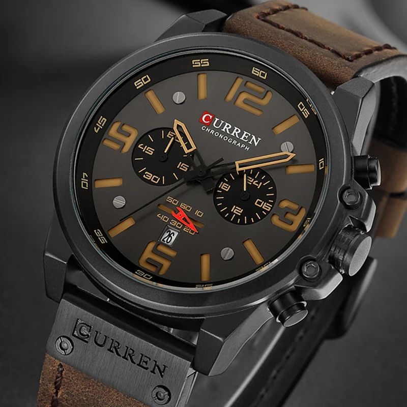 

Часы CURREN Мужские с хронографом, спортивные брендовые Роскошные армейские кварцевые наручные в стиле милитари, с датой