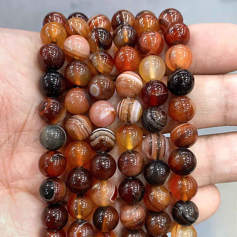 

Natural Stone Fantasy Dream Stripe Agates Round Beads Diy Bracelet Necklace 15" Strand 4 6 8 10 12 14MM for Jewelry Findings